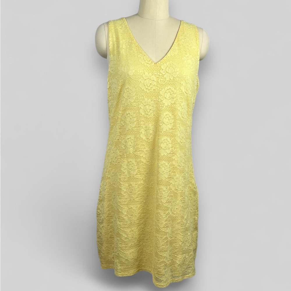 WHBM Yellow Lace Sheath Dress sz M